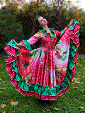 Цыганский костюмЦыганский костюм Розовый с зеленой оборкой