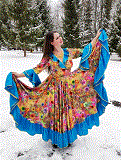 Цыганский костюм Цыганский костюм Радуга с голубой оборкой